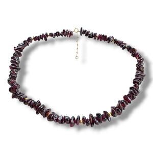 Handmade Artisan Necklace Genuine Garnet 14K Gold Filled Beaded January Stone
